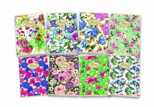 Zeszyty A5 42 kartek linia Nature Flowers 7szt.+ 1szt. gratis