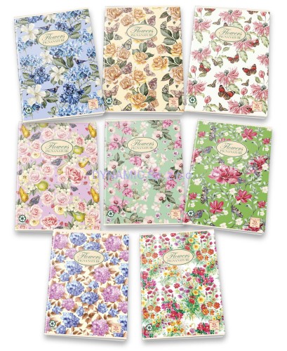 Zeszyty A5 42 kartek gładki Nature Flowers 7szt.+ 1szt. gratis