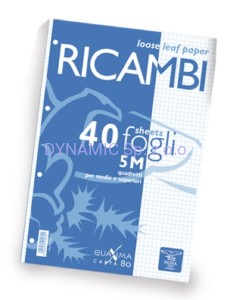 Wkład biały do segregatora A5 kratka 40 kartek.