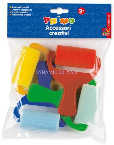 Wałki-gąbki do malowania farbami, w różnych kolorach.