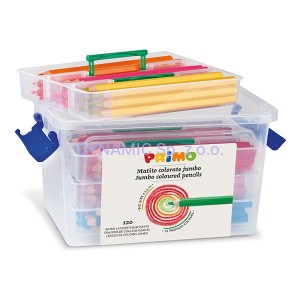 Plastikowe pudełko szkolne z kredkami MAXI