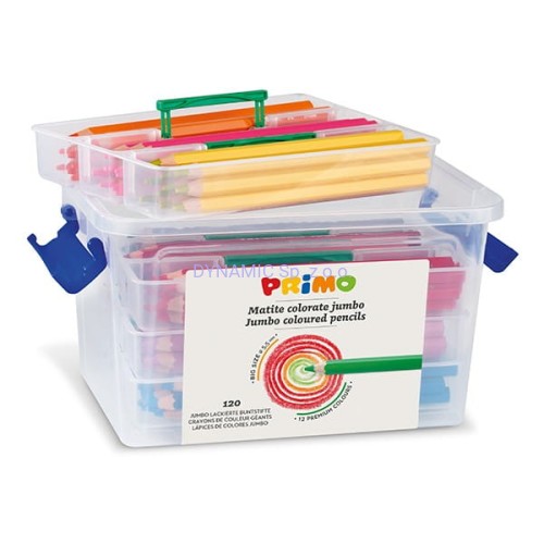 Plastikowe pudełko szkolne z kredkami MAXI